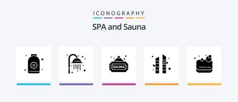 Sauna Glyph 5 Icon Pack Including . sauna. sauna. soap. tree. Creative Icons Design vector