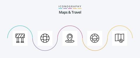 Maps and Travel Line 5 Icon Pack Including . porthole. search vector