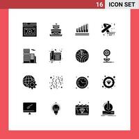 Mobile Interface Solid Glyph Set of 16 Pictograms of estate day analytics feminine awareness Editable Vector Design Elements