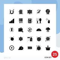 Stock Vector Icon Pack of 25 Line Signs and Symbols for technology building shopping trumpet horn Editable Vector Design Elements