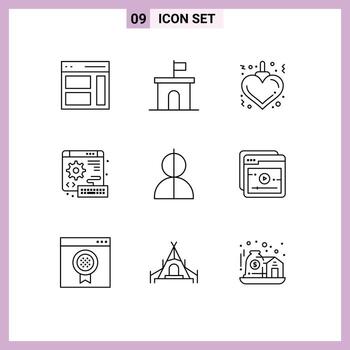 9 Outline concept for Websites Mobile and Apps avatar keyboard mario web xmas Editable Vector Design Elements