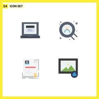 Pack of 4 creative Flat Icons of browser agreement web contract cloud Editable Vector Design Elements