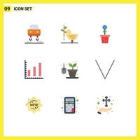 Universal Icon Symbols Group of 9 Modern Flat Colors of hobbies stats eco statistics plant Editable Vector Design Elements