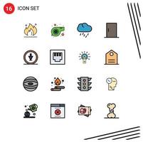 Mobile Interface Flat Color Filled Line Set of 16 Pictograms of down arrow rain home appliances furniture Editable Creative Vector Design Elements