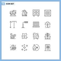 Outline Pack of 16 Universal Symbols of vertical font cabinet speaker web Editable Vector Design Elements