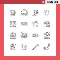 Stock Vector Icon Pack of 16 Line Signs and Symbols for network lan finance area helios Editable Vector Design Elements