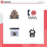 Editable Vector Line Pack of 4 Simple Flat Icons of building seo easter communication webpage Editable Vector Design Elements