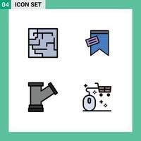 4 Creative Icons Modern Signs and Symbols of labyrinth tools mark text basket Editable Vector Design Elements