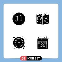 4 Thematic Vector Solid Glyphs and Editable Symbols of arrows watch up book online Editable Vector Design Elements