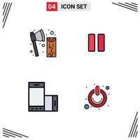 4 Creative Icons Modern Signs and Symbols of axe device tool media phone Editable Vector Design Elements