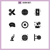 Modern Set of 9 Solid Glyphs Pictograph of media message internet communication smart Editable Vector Design Elements