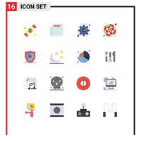 Pictogram Set of 16 Simple Flat Colors of protection sample fix color wheel color catalog Editable Pack of Creative Vector Design Elements