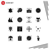 Editable Vector Line Pack of 16 Simple Solid Glyphs of tube shop camera sale wifi Editable Vector Design Elements