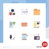 User Interface Pack of 9 Basic Flat Colors of year date files calendar paper Editable Vector Design Elements