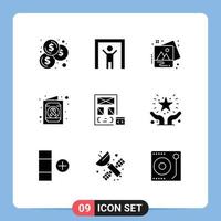 Set of 9 Modern UI Icons Symbols Signs for page develop picture coding medical report Editable Vector Design Elements