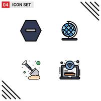 Universal Icon Symbols Group of 4 Modern Filledline Flat Colors of ban mining earth labour hotel Editable Vector Design Elements