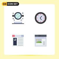 Pack of 4 Modern Flat Icons Signs and Symbols for Web Print Media such as bathroom website toilet app page Editable Vector Design Elements