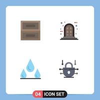 Editable Vector Line Pack of 4 Simple Flat Icons of archive internet frame drops network security Editable Vector Design Elements