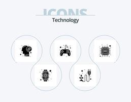 tecnología glifo icono paquete 5 5 icono diseño. chip. juego. planta. controlador. productividad vector