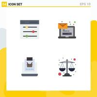 Group of 4 Flat Icons Signs and Symbols for communication buy user laptop online Editable Vector Design Elements