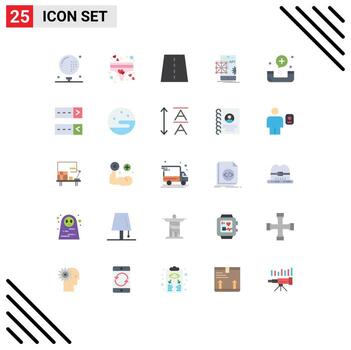 25 universal plano color señales símbolos de desarrollo solicitud romance api cuadrícula editable vector diseño elementos