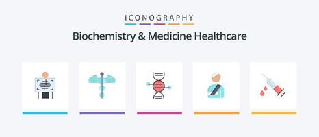 bioquímica y medicina cuidado de la salud plano 5 5 icono paquete incluso hospital. usuario. salud. paciente. médico. creativo íconos diseño vector