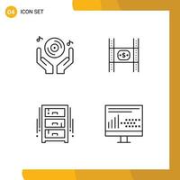 Universal Icon Symbols Group of 4 Modern Filledline Flat Colors of club movie music costs furniture Editable Vector Design Elements