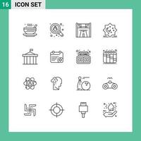 16 User Interface Outline Pack of modern Signs and Symbols of new star security cresent road Editable Vector Design Elements