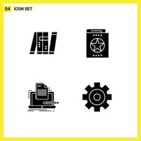 Set of 4 Modern UI Icons Symbols Signs for artificial learning intelligent education coding Editable Vector Design Elements