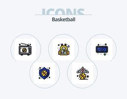 baloncesto línea lleno icono paquete 5 5 icono diseño. . lesión. blindaje. vendaje. carné de identidad vector