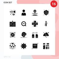 Set of 16 Modern UI Icons Symbols Signs for document badge military sale badge Editable Vector Design Elements