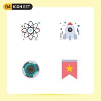 Pack of 4 Modern Flat Icons Signs and Symbols for Web Print Media such as atom complexity physics rocket challenge Editable Vector Design Elements