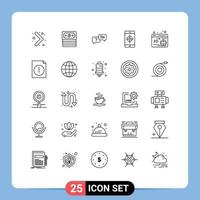 Modern Set of 25 Lines and symbols such as alert printer popup web mobile application Editable Vector Design Elements