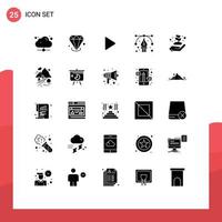 User Interface Pack of 25 Basic Solid Glyphs of ecology path control design anchor Editable Vector Design Elements