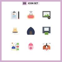 User Interface Pack of 9 Basic Flat Colors of building marketing signal education premuim Editable Vector Design Elements