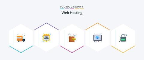 Web Hosting 25 Flat icon pack including internet. domain. online. upload. computer vector