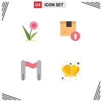 Group of 4 Modern Flat Icons Set for flora product nature box sport Editable Vector Design Elements