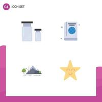 Pack of 4 Modern Flat Icons Signs and Symbols for Web Print Media such as coding diary development book landscape Editable Vector Design Elements