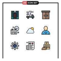 Universal Icon Symbols Group of 9 Modern Filledline Flat Colors of sky time decor day calendar Editable Vector Design Elements