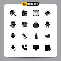 Modern Set of 16 Solid Glyphs Pictograph of online technology creative image cloud Editable Vector Design Elements