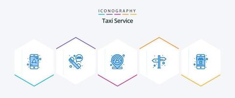 Taxi Servicio 25 azul icono paquete incluso transporte. cancelar conducir. mapa. taxi. navegación vector