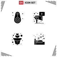 4 Thematic Vector Solid Glyphs and Editable Symbols of bluetooth growth tracked megaphone night Editable Vector Design Elements