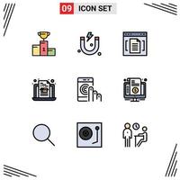 Pictogram Set of 9 Simple Filledline Flat Colors of contact economy archive box interface Editable Vector Design Elements