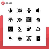 Universal Icon Symbols Group of 16 Modern Solid Glyphs of idea concept easter bulb speaker Editable Vector Design Elements