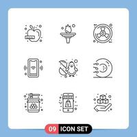 Pictogram Set of 9 Simple Outlines of baby connect eco wifi phone Editable Vector Design Elements