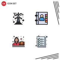 Mobile Interface Filledline Flat Color Set of 4 Pictograms of ecology case sustainable phone check Editable Vector Design Elements