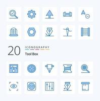 20 Tools Blue Color icon Pack like tools electricity thread view eye vector