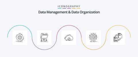 datos administración y datos organización línea 5 5 icono paquete incluso gestión. ajuste. carpeta. sincronización. sincronizar vector