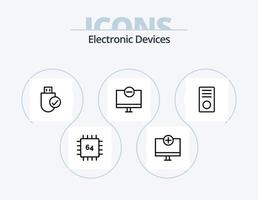 Devices Line Icon Pack 5 Icon Design. hardware. connected. gadget. computers. machine vector