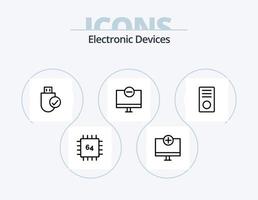 Devices Line Icon Pack 5 Icon Design. hardware. connected. gadget. computers. machine vector